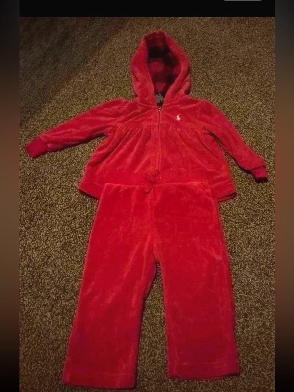 Ralph Lauren Baby Girl Velour Jacket & Pant Set